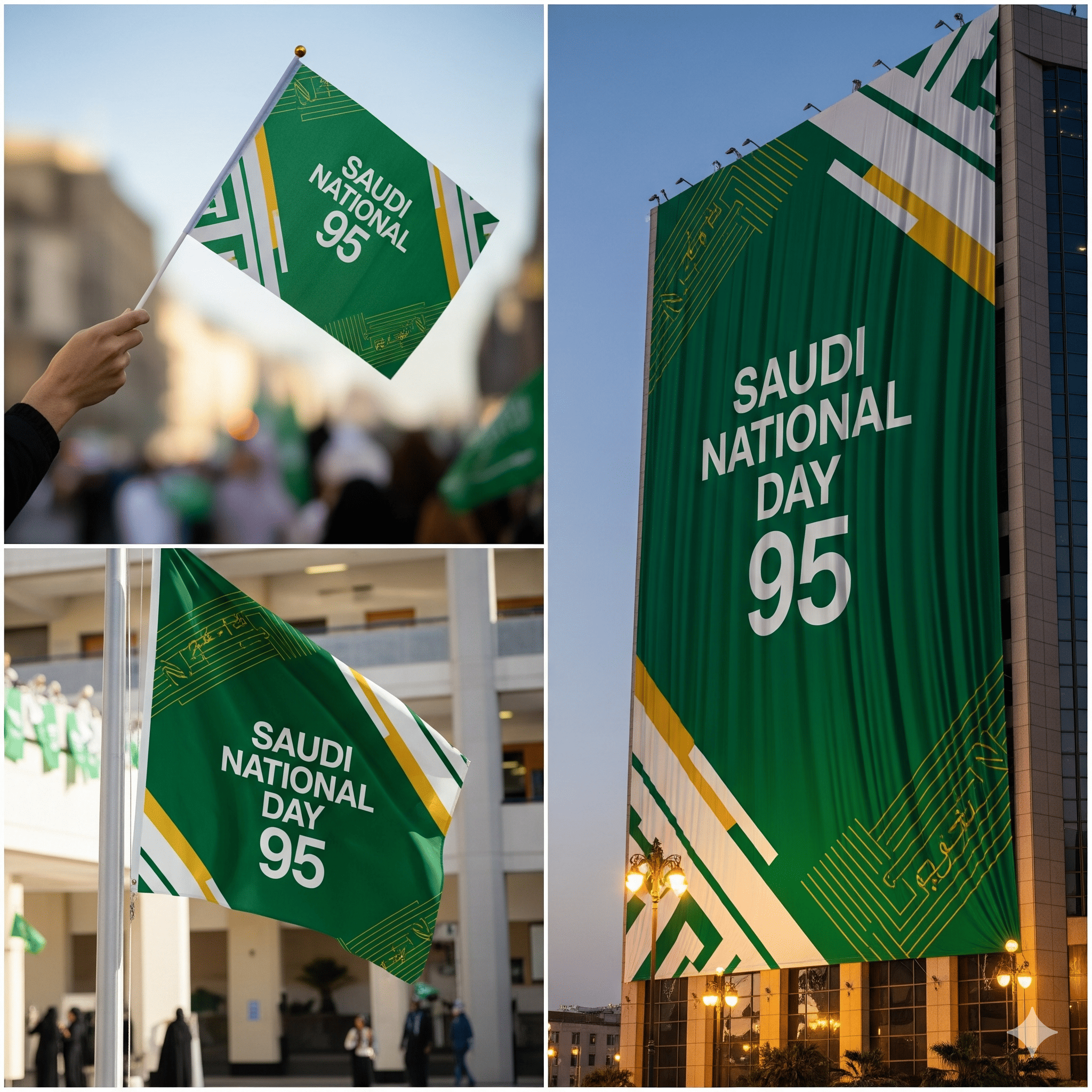 أعلام اليوم الوطني السعودي 95 - أعلام وطنية مطبوعة